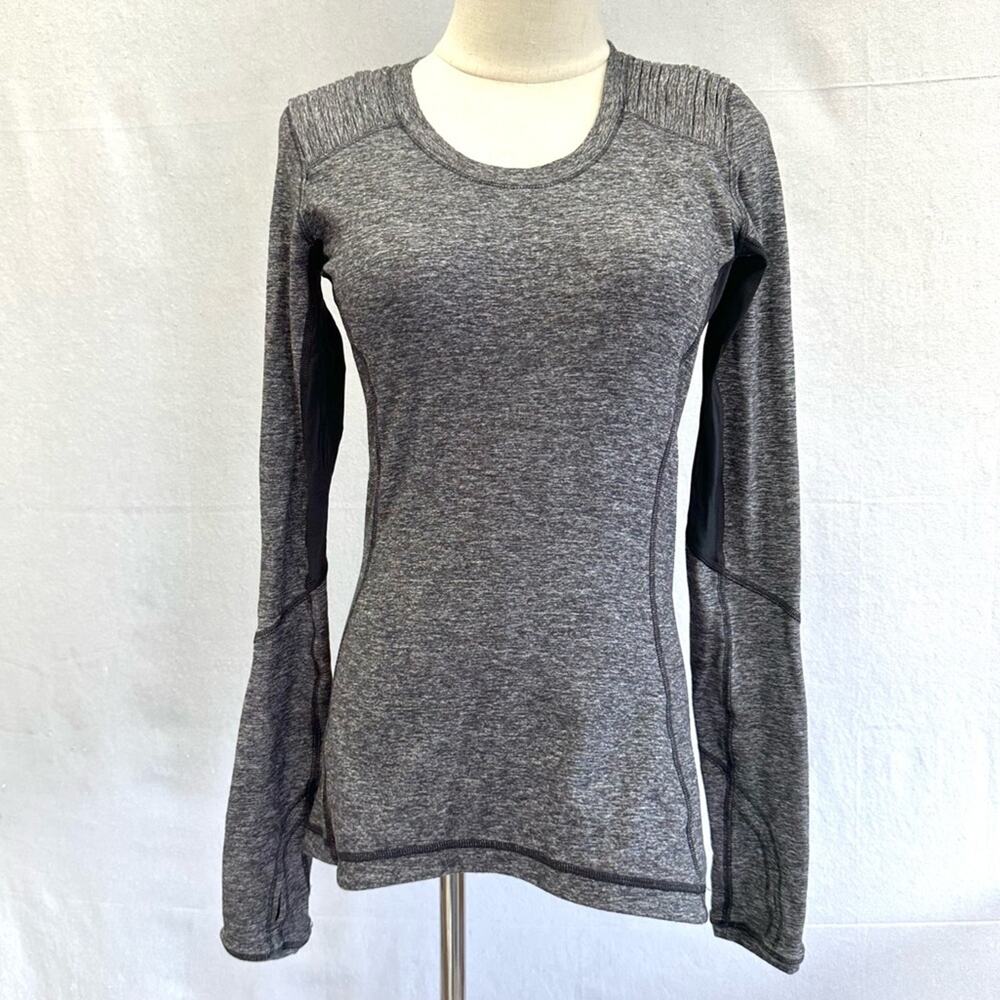 Lululemon Star Runner Long Sleeve Shirt Crew‎ Neck Black Space Dye Size 6